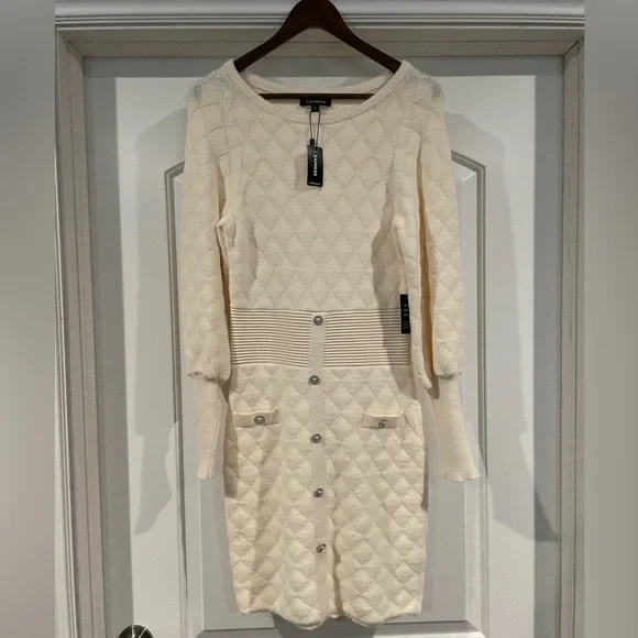 white christmas dresses Let It All Go Cream Sweater Midi Dress – Shop the Mint